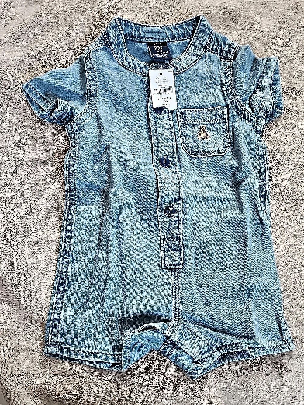 Gap Denim Romper Baby 0-3 Months NWT